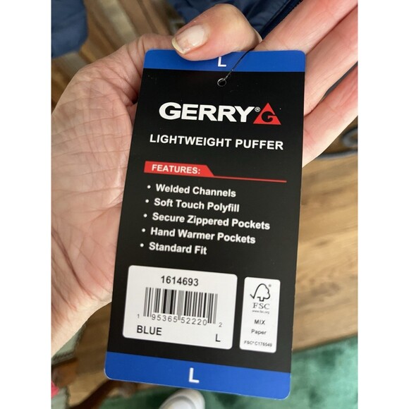 NWT Gerry Insulated Lightweight Puffer Jacket Full Zip Mens L Outdoors Coat New - Picture 4 of 7